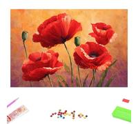 5D Diamond Painting Kits for Adults, Flower & Red Diamond Art Kit for Home Wall Decor, 50x70cm Full Drill Crystal Embroidery Cross Stitch Arts and Crafts, DIY Gem Art Gift for Beginners 1Z-963
