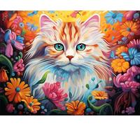 5D Diamond Painting Kits for Adults, Flowers Diamond Art Cat Sequin Gem Art Kits Kids Beginner, 40x50cm Large DIY Full Drill Rhinestone Embroidery Pictures for Home Wall Decor, Gifts for Women G-329