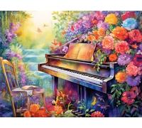 5D Diamond Painting Kits for Adults, Flowers Diamond Art Piano Sequin Gem Art Kits Kids Beginner, 90x120cm Large DIY Full Drill Rhinestone Embroidery Pictures, Home Wall Decor, Gifts for Women G-290