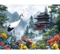 5D Diamond Painting Kits for Adults Forest Diamond Art Kits Adults Crane Crystal Art Paintings DIY Round Full Drill Embroidery Canvas for Living Room Home Decor, Gifts for Women 35x50cm, Model603