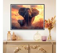 5D Diamond Painting Kits for Adults Full Drill - Elephant Diamond Art Kit 35x45cm, Crystal Art for Kids Cross Stitch Embroidery Rhinestone Craft for Home Wall Decor, Gifts for Women, Retro Z#-929