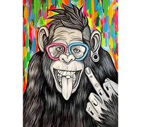 5D Diamond Painting Kits for Adults Glasses Monkey Full Drill by Number Kits Bimkole Paint with Diamonds Arts DIY Full Drill Home Wall Decor Craft, 12x16inch