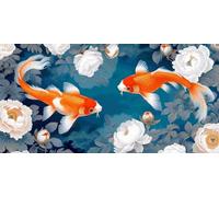 5D Diamond Painting Kits for Adults, Goldfish Peony Flower Large Diamond Art Kits for Adults, DIY Full Round Drill Gem Art Cross Stitch Mosaic Arts Kit, Home Living Room Wall Decor (16x32inch) J-479