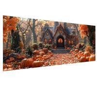 5D Diamond Painting Kits for Adults Halloween, Pumpkin Diamond Art Kits Adults Beginner, DIY Rhinestone Crystal Art Crafts, Cross Stitch Gem Arts for Wall Room Decor, Gifts for Women (80x30cm) D-13