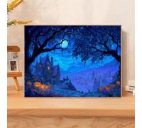 5D Diamond Painting Kits for Adults, Halloween & Small Town Diamond Art Kits for Beginners, DIY Full Drill Crystal Rhinestone Embroidery for Home Wall Decor & Stress Relief, 35x55cm（14"x 22"） 2Z#1457