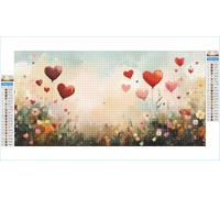 5D Diamond Painting Kits for Adults Heart 100x200cm Large Diamond Art Flowers Round Full Drill Crystal Rhinestone Cross Stitch, Kids DIY Sequin Gem Art Canvas Pictures for Home Wall Decor G1-1005