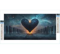 5D Diamond Painting Kits for Adults Heart 100x200cm Large Diamond Art Gothic Round Full Drill Crystal Rhinestone Cross Stitch, Kids DIY Sequin Gem Art Canvas Pictures for Home Wall Decor G1-1003