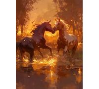 5D Diamond Painting Kits for Adults Horse 20x28inch, 2026 Diamond Art for Kids, DIY Full Drill Cross Stitch Embroidery Arts and Crafts for Adults, Gem Art Canvas Picture Kits for Decor (Couple) Q-346T