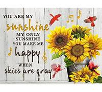 5D Diamond Painting Kits for Adults Kids and Beginners,Blackboard Text - Sunflower You are My Sunshine Round Square Diamond Painting Kits Full Drill Arts Craft Canvas Supply for Home Wall Decor