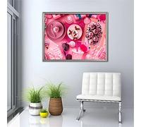 5D Diamond Painting kits for Adults Kids,Kitchen Pink Cake Diamond Art Kits DIY Full Drill Crystal Rhinestone Embroidery Cross Stitch Diamond Paintings for Home Office Wall Decor Square Drill,40x60cm