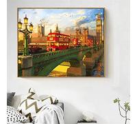 5D Diamond Painting kits for Adults Kids,London Bridge Bus Diamond Art Kits DIY Full Drill Crystal Rhinestone Embroidery Cross Stitch Diamond Paintings for Home Office Wall Decor Square Drill,50x70cm