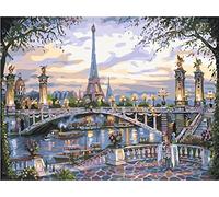 5D Diamond Painting Kits for Adults Kids, Paris Eiffel Tower & Bridge Full Drill Diamond Painting, Cityscape Classical Architecture Diamond Art 12×16inch