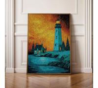 5D Diamond Painting Kits for Adults, Landscape Lighthouse Diamond Art Kits Adults, Full Drill Crystal, DIY Cross Stitch Arts Crafts Pictures Embroidery for Home Wall Decor 28x38 Inch PjY12692 I-Y