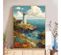 5D Diamond Painting Kits for Adults, Landscape & Lighthouse Diamond Art Kits for Beginners, DIY Full Drill Crystal Rhinestone Embroidery for Home Wall Decor & Stress Relief, 40x50cm（16"x 20"） 2Z#1481
