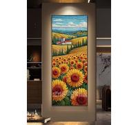 5D Diamond Painting Kits for Adults, Large Diamond Painting Sunflower Farm Diamond Art for Kids, DIY Full Drill Gem Crystal Art Rhinestone Crafts Kit for Home Wall Decor Gifts, 50x130 cm/20x51 Inch