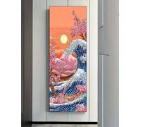 5D Diamond Painting Kits for Adults, Large Diamond Painting Wave Cherry Blossoms Diamond Art for Kids, DIY Full Drill Gem Crystal Art Rhinestone Crafts Kit for Home Wall Decor, 30x90 cm/12x36 Inch