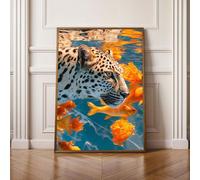 5D Diamond Painting Kits for Adults, Leopard Fish Diamond Art Kits Adults, Full Drill Crystal, DIY Cross Stitch Arts Crafts Pictures Embroidery for Home Wall Decor 100x135cm PjY10594 7-V