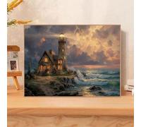 5D Diamond Painting Kits for Adults, Lighthouse & Cabin Diamond Art Kits for Beginners, DIY Full Drill Crystal Rhinestone Embroidery for Home Wall Decor & Stress Relief, 40x50cm（16"x 20"） 2Z#1487