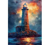 5D Diamond Painting Kits for Adults, Lighthouse Diamond Art Ocean Dimond Painting, DIY Square Full Drill Gem Art Crafts for Adults Beginner Embroidery Cross Stitch Kits for Room Decor 12X16Inch -yx609