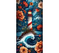 5D Diamond Painting Kits for Adults, Lighthouse Large Diamond Art Kits for Adults, DIY Full Round Drill Gem Art Cross Stitch Mosaic Arts Kit, Home Living Room Wall Decor Painting Kit (36x72inch) J-170