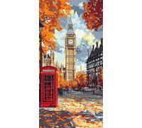 5D Diamond Painting Kits for Adults, London Big Ben Large Diamond Art Kits for Adults, DIY Full Round Drill Gem Art Cross Stitch Mosaic Arts Kit, Home Living Room Wall Decoration (12x24inch) J-571
