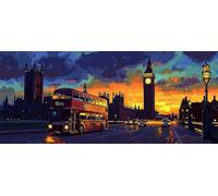 5D Diamond Painting Kits for Adults, London Street View Diamond Art Kits Adults, Full Drill Crystal Art Kit, DIY Cross Stitch Arts Crafts Pictures Embroidery Kit for Home Wall Decor 12x28 Inch M-488