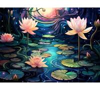 5D Diamond Painting Kits for Adults, Lotus Diamond Art Leaf Sequin Gem Art Kits Kids Beginner, 40x50cm Large DIY Full Drill Rhinestone Embroidery Pictures for Home Wall Decor, Gifts for Women G-485