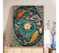 5D Diamond Painting Kits for Adults, Lotus & Koi Diamond Art Kits for Beginners, DIY Full Drill Crystal Rhinestone Embroidery for Home Wall Decor & Stress Relief, 60x80cm（24"x 31"） 2Z#555
