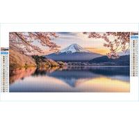 5D Diamond Painting Kits for Adults Mount Fuji 40x80cm Large Diamond Art Cherry Blossoms Round Full Drill Crystal Rhinestone Cross Stitch, Kids DIY Sequin Gem Art Canvas Pictures for Home Decor G1-161