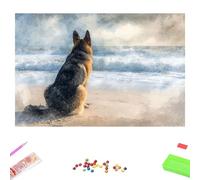 5D Diamond Painting Kits for Adults, Ocean & Dog Diamond Art Kit for Home Wall Decor, 50x70cm Full Drill Crystal Embroidery Cross Stitch Arts and Crafts, DIY Gem Art Gift for Beginners 1Z-1070