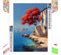 5D Diamond Painting Kits for Adults, Ocean & Tree Diamond Art Kit for Home Wall Decor, 30x50cm Full Drill Crystal Embroidery Cross Stitch Arts and Crafts, DIY Gem Art Gift for Beginners 1Z-401