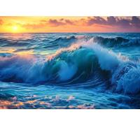 5D Diamond Painting Kits for Adults, Ocean Wave Full Drill Diamond Art Cross Stitch Kit, DIY Paint by Numbers for Kids, 12x16in Crystal Gem Artwork Picture, for Home Wall Decor Gifts 30x40cm Q-600