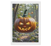 5D Diamond Painting Kits for Adults Pumpkin Lantern in The Woods DIY Drill Diamond Art Kits Arts And Crafts for Beginners Sparkling Home Wall Decor Painting for Living Room Bedroom (No Frame) 8"x12"