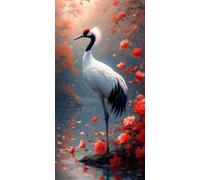 5D Diamond Painting Kits for Adults, Red Crowned Crane Large Diamond Art Kits for Adults, DIY Full Round Drill Gem Art Cross Stitch Mosaic Arts Kit, Home Living Room Wall Decoration (20x40inch) J-866