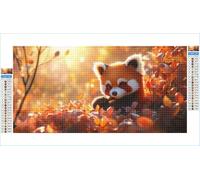 5D Diamond Painting Kits for Adults Red Panda 100x200cm Large Diamond Art Autumn Round Full Drill Crystal Rhinestone Cross Stitch, Kids DIY Sequin Gem Art Canvas Pictures for Home Wall Decor G1-1001