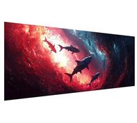 5D Diamond Painting Kits for Adults Shark, Animal Diamond Art Kits Adults Beginner, DIY Rhinestone Crystal Art Crafts, Cross Stitch Gem Arts for Wall Room Decor, Gifts for Women (150x60cm) C-86