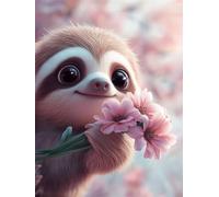 5D Diamond Painting Kits for Adults Sloth Diamond Art Kits Adults Flowers Crystal Art Paintings DIY Full Drill Rhinestone Embroidery Canvas for Living Room Home Decor, Gifts for Women 50x70cm,Model414