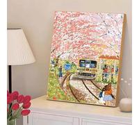 5D Diamond Painting Kits for Adults, Spring & Train Diamond Art Kits for Beginners, DIY Full Drill Crystal Rhinestone Embroidery for Home Wall Decor & Stress Relief, 30x40cm（12"x 16"） 2Z#687