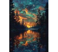 5D Diamond Painting Kits for Adults, Starry Sky Diamond Art Landscape Dimond Painting, DIY Square Full Drill Gem Art Crafts for Adults Beginner Embroidery Cross Stitch Kits, Room Decor 8x12inch -yx6A2