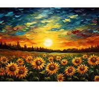 5D Diamond Painting Kits for Adults, Sunflowers Diamond Art Landscape Sequin Gem Art Kits Kids Beginner, 40x50cm Large DIY Full Drill Rhinestone Embroidery Pictures, Home Decor, Gifts for Women G-947