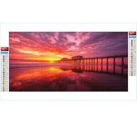 5D Diamond Painting Kits for Adults Sunset 35x70cm Large Diamond Art Ocean Round Full Drill Crystal Rhinestone Cross Stitch, Kids DIY Sequin Gem Art Canvas Pictures for Home Wall Decor Gifts G1-522