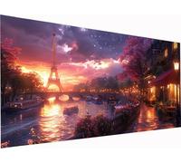 5D Diamond Painting Kits for Adults Sunset, Diamond Art Kits Eiffel Tower, Large 36x18 Inch DIY Full Drill Embroidery Crystal Arts and Crafts for Adults, Painting for Home Wall Decor Gifts G-2694