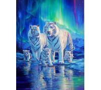 5D Diamond Painting Kits for Adults Tiger, Christmas DIY Aurora Diamond Art Craft Painting Full Drill, Canvas Wall Art Crafts Cross Stitch Kits, for Beginners Crystal Home Wall Decor 70x90cm jz-814