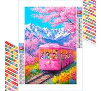 5D Diamond Painting Kits for Adults, Train & Landscape Diamond Art Kits for Beginners, DIY Full Drill Crystal Rhinestone Embroidery for Home Wall Decor & Stress Relief, 30x50cm（12"x 20"） 2Z#551