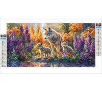 5D Diamond Painting Kits for Adults Wolf 100x200cm Large Diamond Art Autumn Round Full Drill Crystal Rhinestone Cross Stitch, Kids DIY Sequin Gem Art Canvas Pictures for Home Wall Decor Gifts G1-461