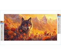 5D Diamond Painting Kits for Adults Wolf 100x200cm Large Diamond Art Mountain Round Full Drill Crystal Rhinestone Cross Stitch, Kids DIY Sequin Gem Art Canvas Pictures for Home Wall Decor G1-462