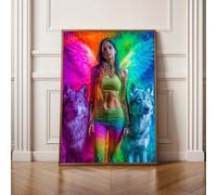 5D Diamond Painting Kits for Adults, Wolf Woman Diamond Art Kits Adults, Full Drill Crystal, DIY Cross Stitch Arts Crafts Pictures Embroidery for Home Wall Decor 80x110cm PjY10400 4-5