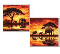 5D Diamond Painting Kits for Adults, yellow Diamond Art Kit 2 Pack , elephant Full Drill Gem Crystal Art Painting kits for Adults, Diamonds Canvas Arts and Crafts for Home Wall Decor 20x20in 0D-396
