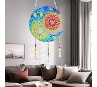 5D Diamond Painting Kits for Kids, Crystal Large Suncatcher Wind Chime Hanging Pendant Crafts,DIY Gem Art Paint Hanging Ornament for Home Garden Decor,Gift for Kids(Moon Flower)