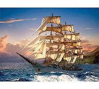 5D Diamond Painting Kits for Kids Round Drill Ship Sailing Kits for Adult Rhinestone Embroidery DIY Home Living Room Wall Decoration 50x60cm